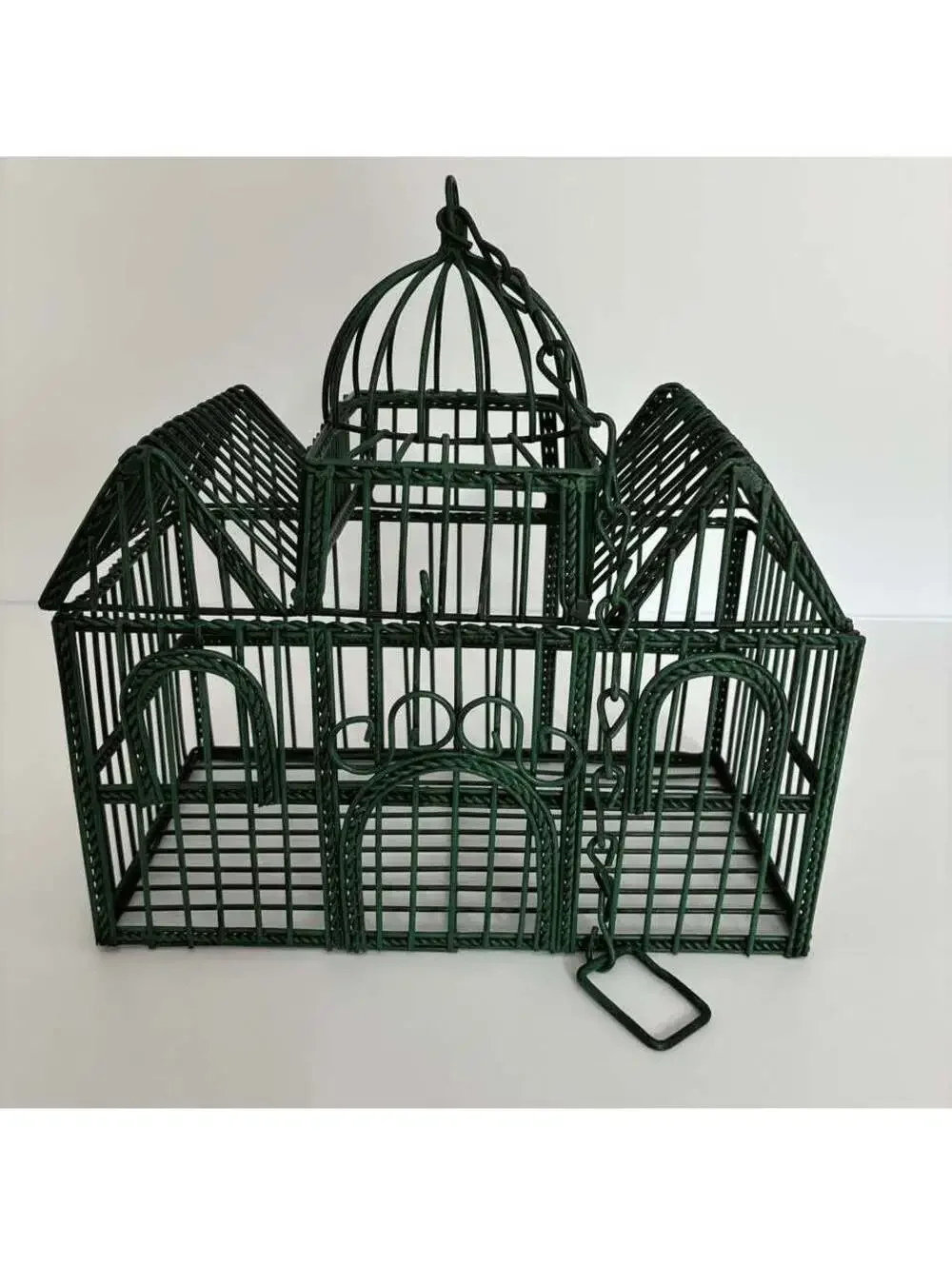 Vintage Victorian Style Metal Bird Cage Green Conservatory Decorative Display